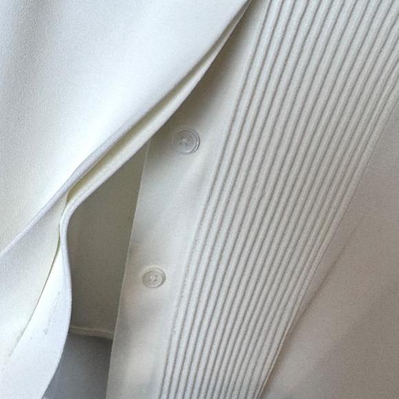 Pretty Pintuck Sheer Poly Blend Ladies Long Sleeve Cream Blouse, Size Small - Picture 7 of 7